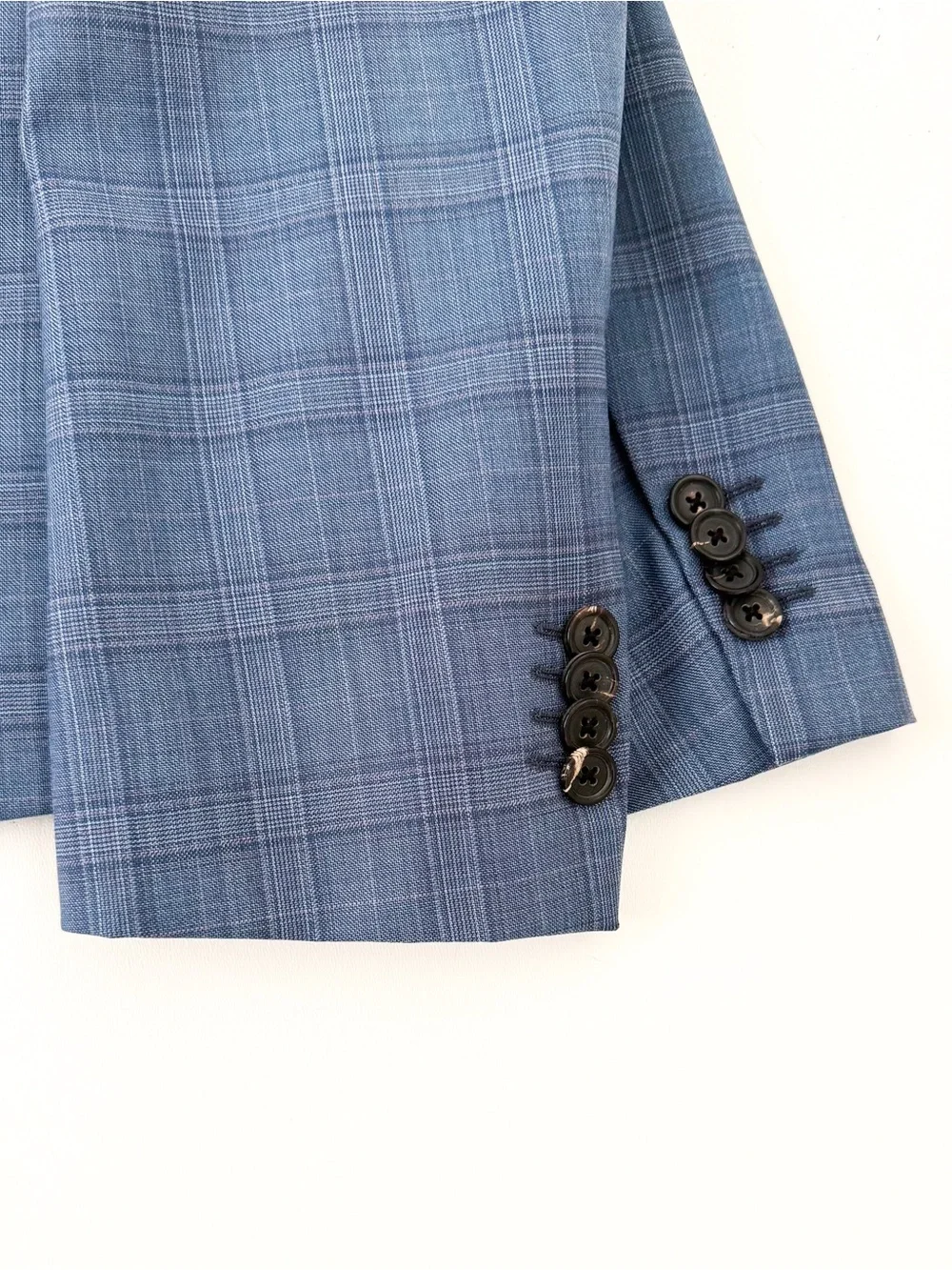NEW Paul Smith Kensington Fit Wool Glen Plaid Suit Light Blue Purple Men's 44R